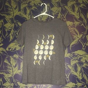 Gray Moon Phase Graphic T-Shirt